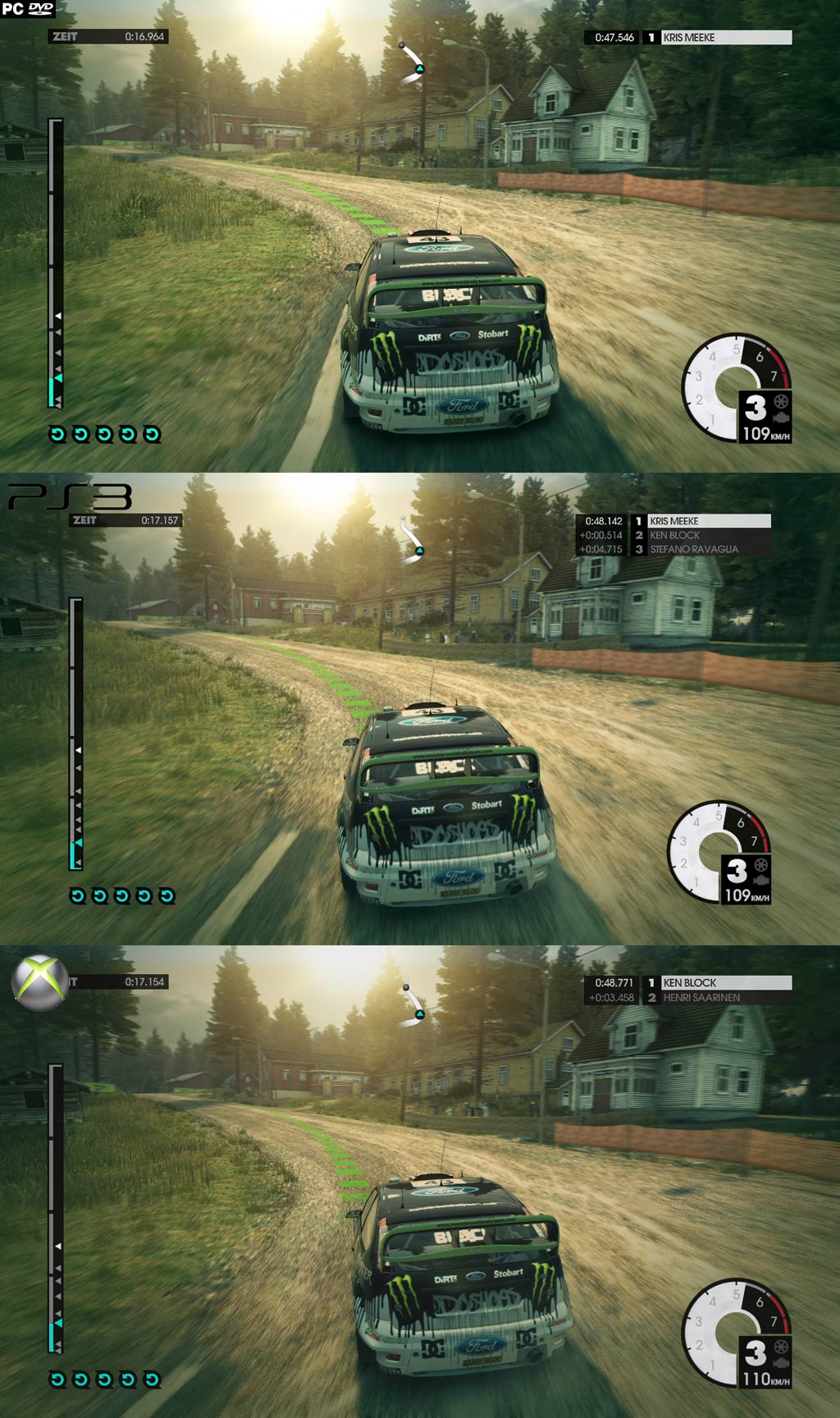 DiRT 3 PC-PS3-X360 karşılaştırması