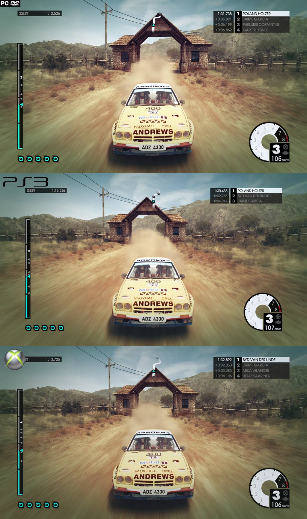 DiRT 3 PC-PS3-X360 karşılaştırması