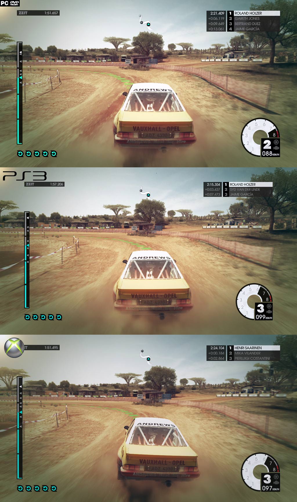 DiRT 3 PC-PS3-X360 karşılaştırması