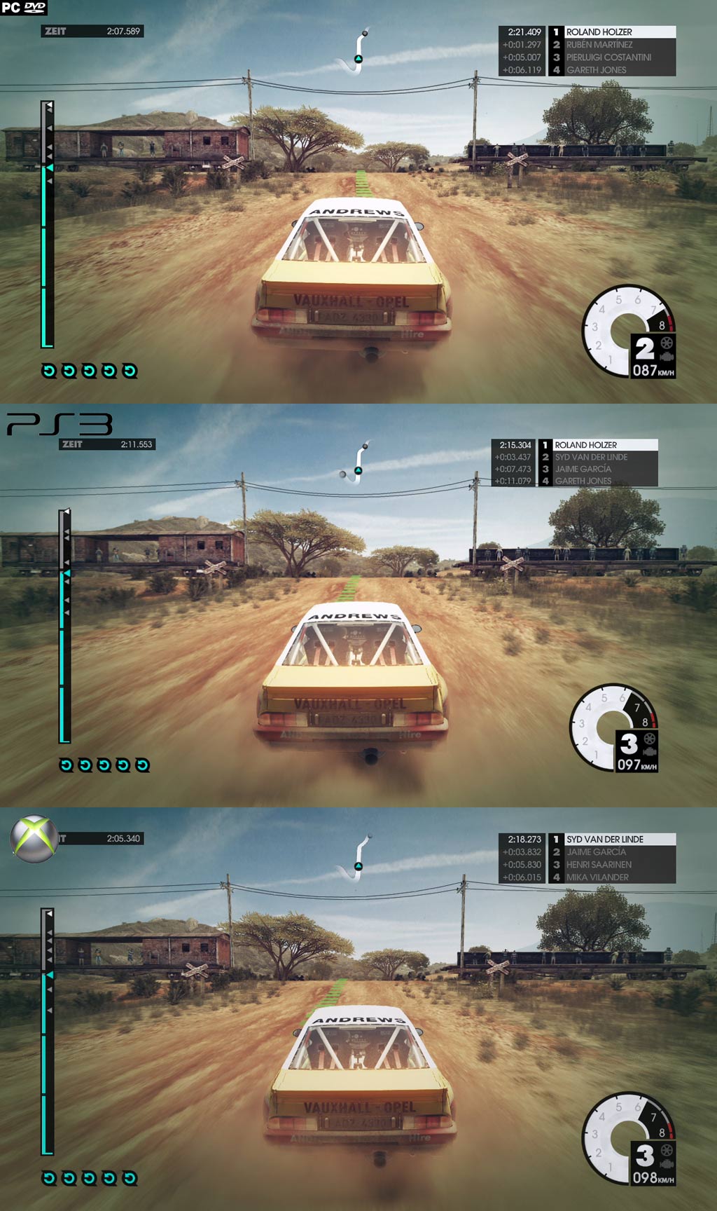 DiRT 3 PC-PS3-X360 karşılaştırması