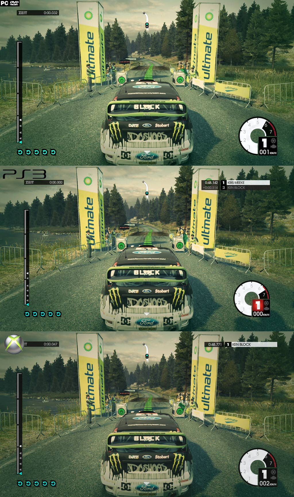DiRT 3 PC-PS3-X360 karşılaştırması