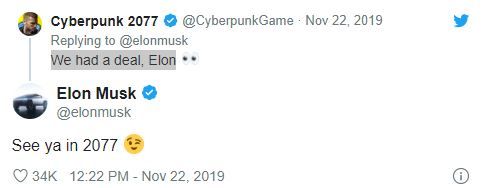 Elon Musk'tan Cyberpunk 2077 göndermesi