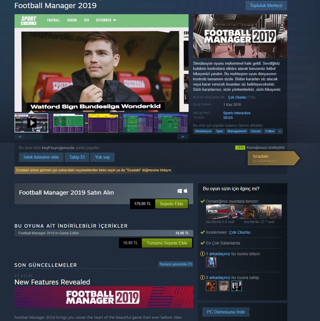 Football Manager 2019'un Demosu çıktı