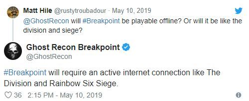 Ghost Recon Breakpoint kesintisiz internet bağlantısı istiyor