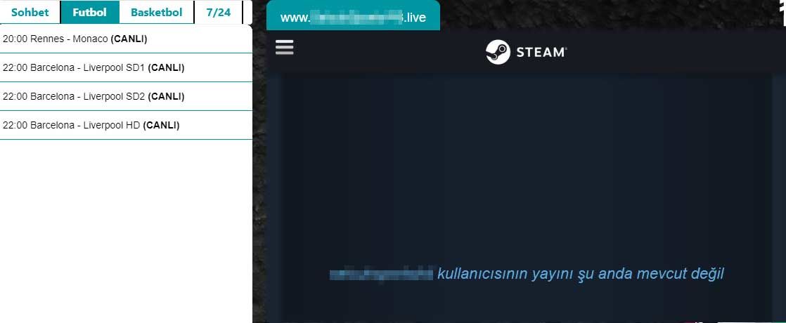 Korsan maç yayınları Steam altyapısını kullanmaya başladı