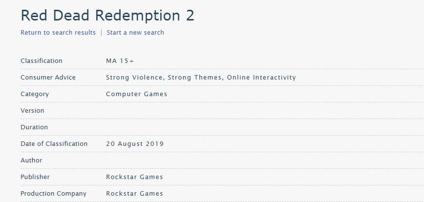 Red Dead Redemption 2'nin PC versiyonu derecelendirildi