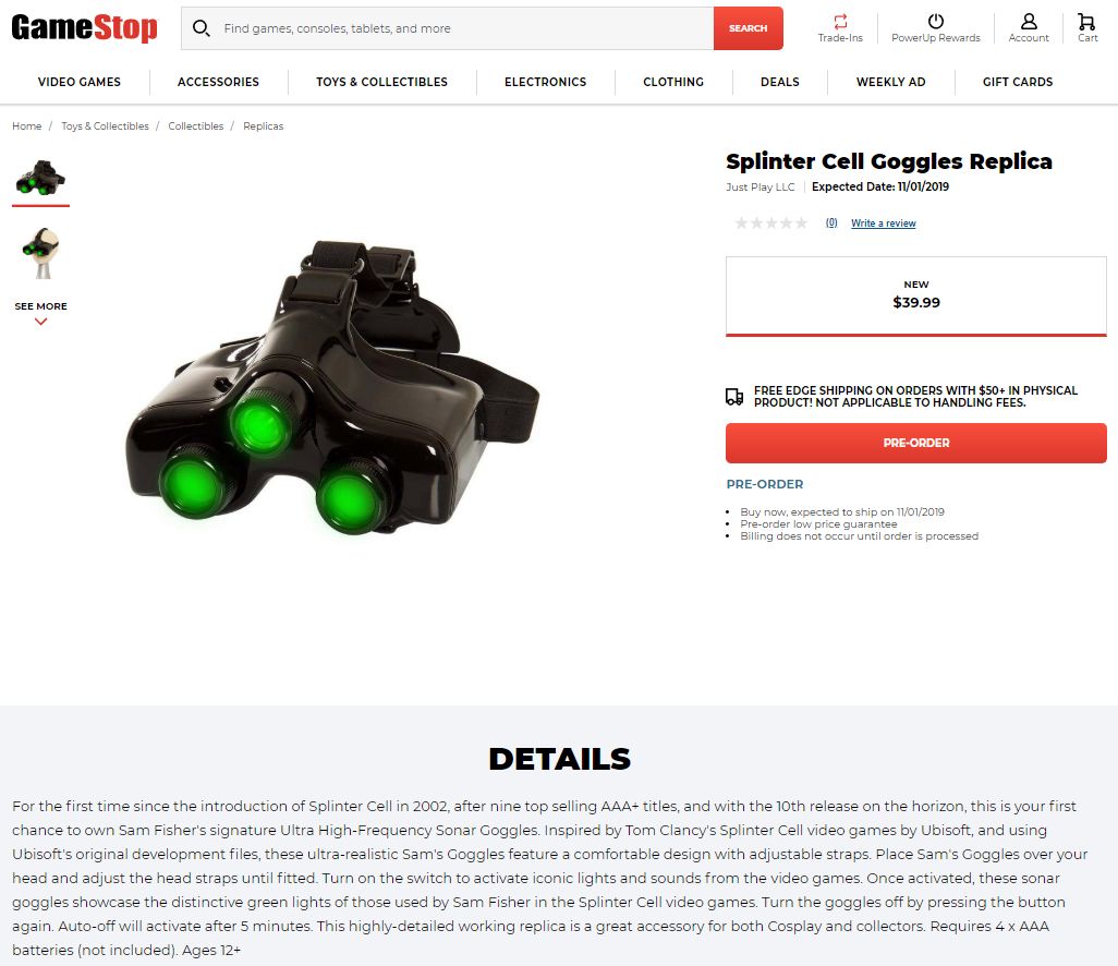 Yeni Splinter Cell oyunu ünlü perakendeci tarafından listelendi!