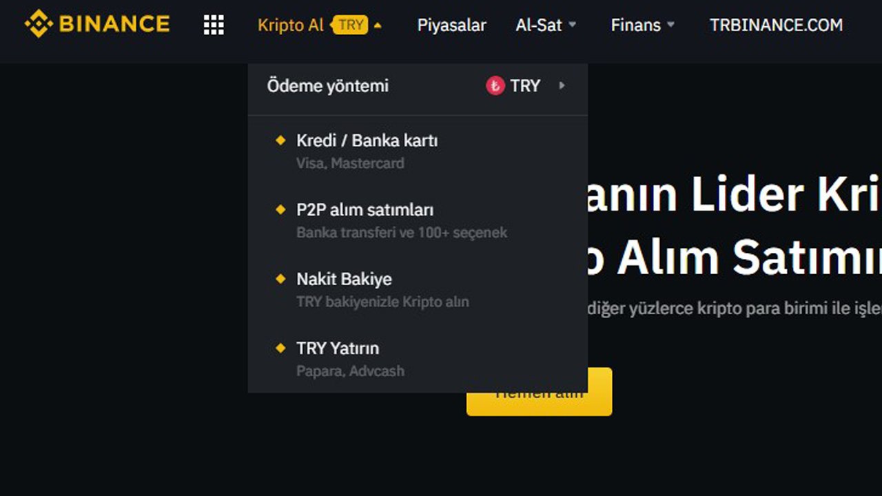 binance bakiye yükleme