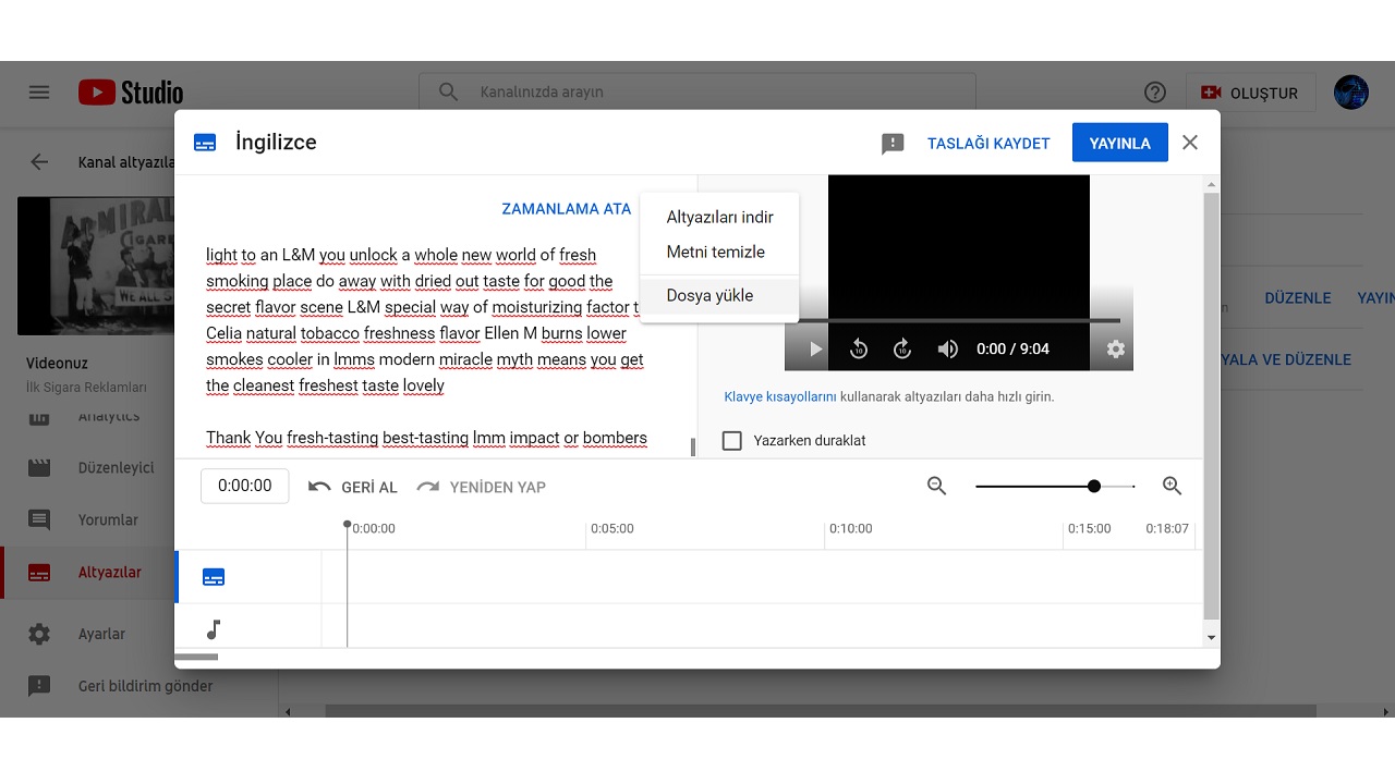 YouTube Studio ile videoya altyazı ekleme