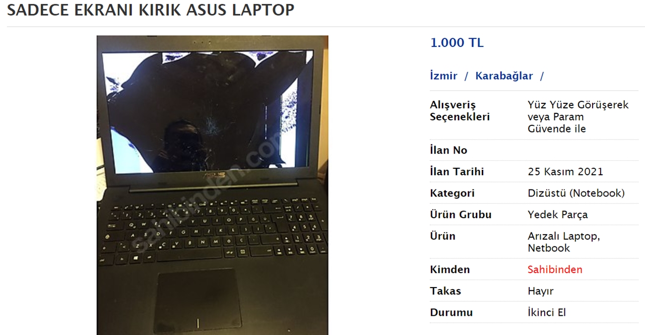 kırık laptop